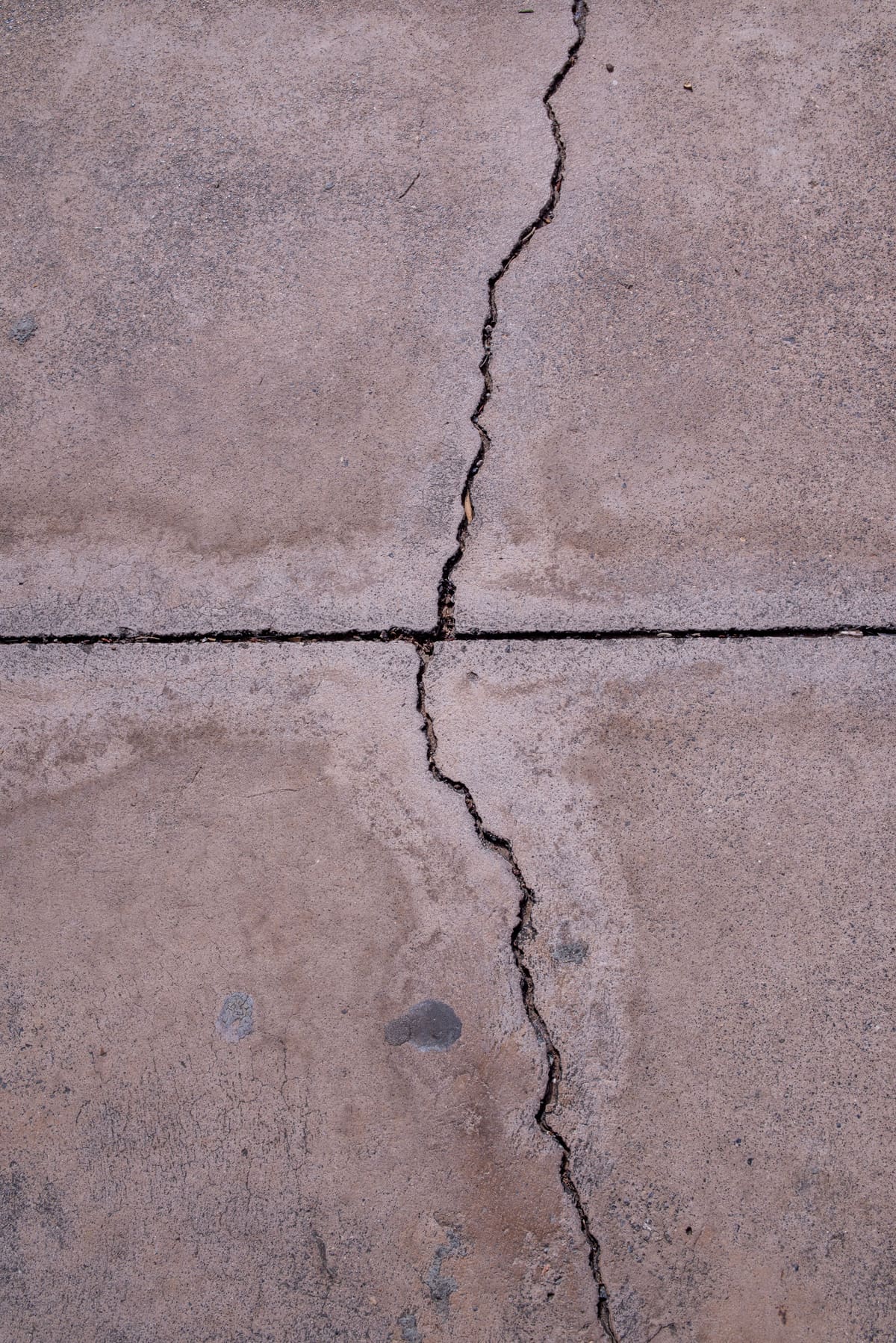 Crack running across a concrete slab